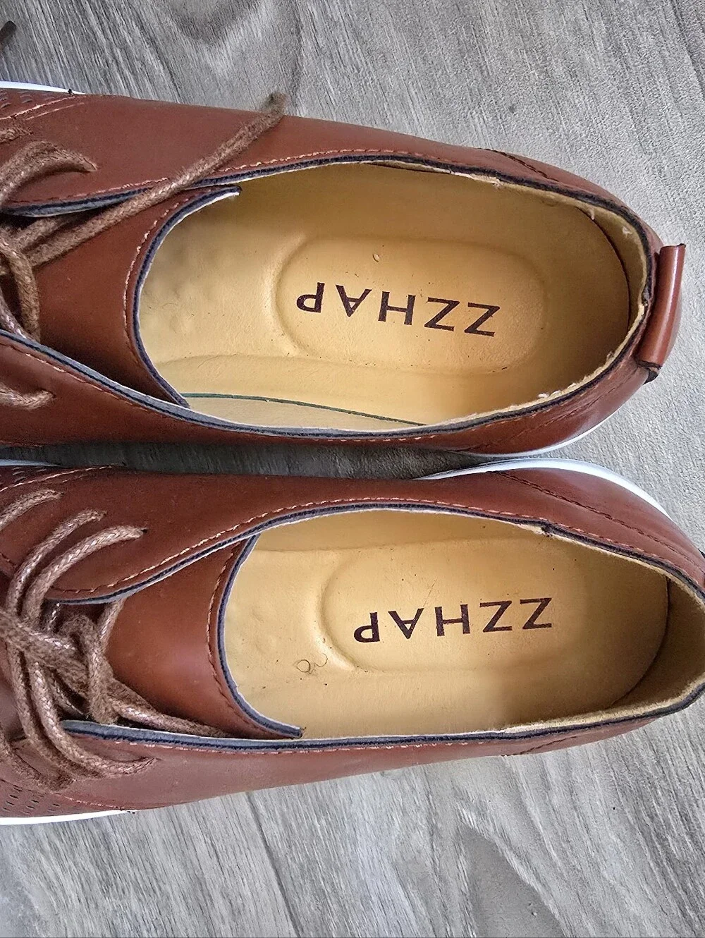 Zzhap Brown Leather Derby Shoes - Comfortable Lace-Up Oxford